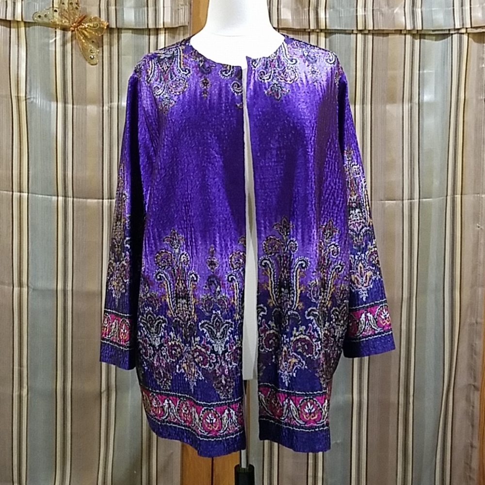 Catherine's Silk Stylish Reversible Cardigan NWOT